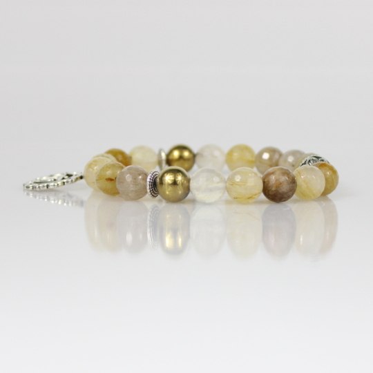 gold hematite yellow citrine bead bracelet