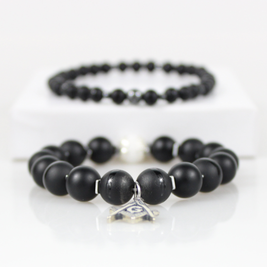 black masonic bead bracelet set