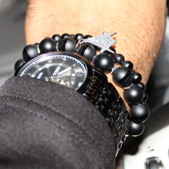 black mason bracelet & watch set