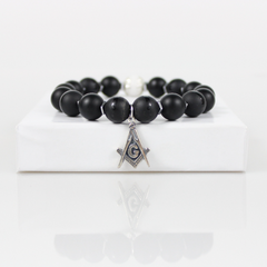Masonic Black Bead Bracelet - 4.5 in - Bracelet