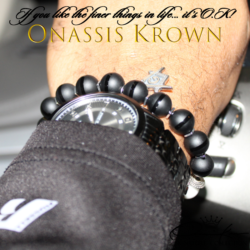 black mason charm bead bracelet watch combo