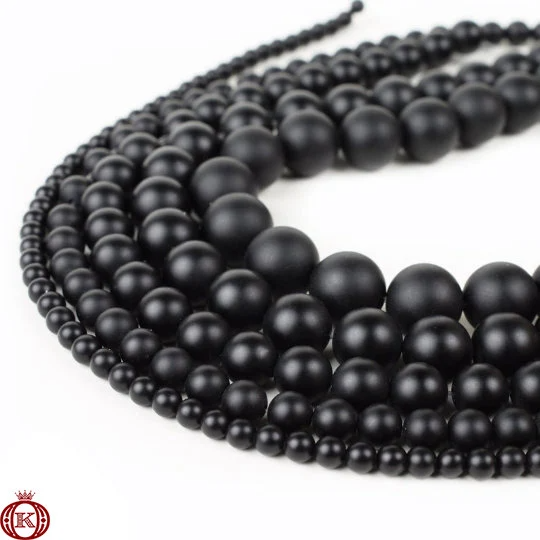 matte black onyx agate gemstone bead strands