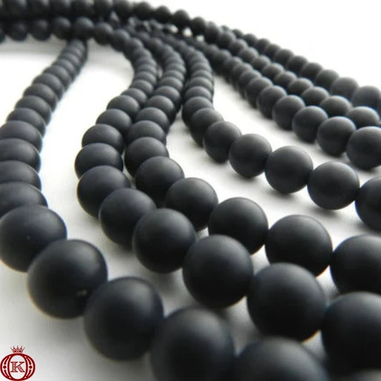 wholesale matte black onyx agate gemstone beads