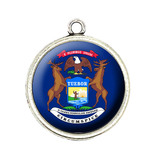 state of michigan flag cabochon charm