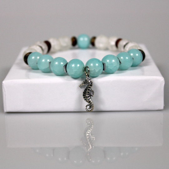 seahorse charm aquamarine bracelet