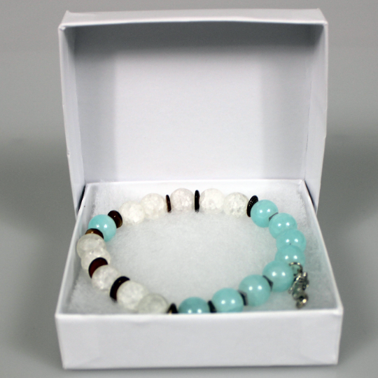 seahorse charm aquamarine bracelet gift box