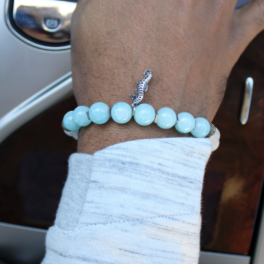 seahorse aquamarine travel bracelet