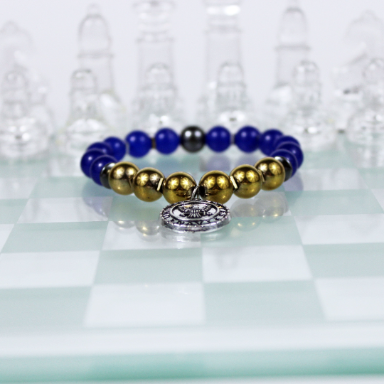 us navy charm blue gold bracelet chess board