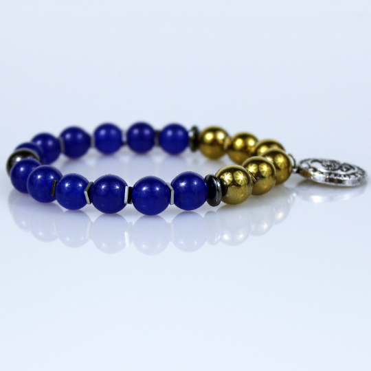 us navy charm blue gold bead bracelet