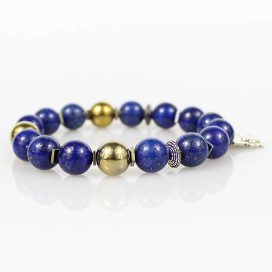 blue and gold new york bead bracelet