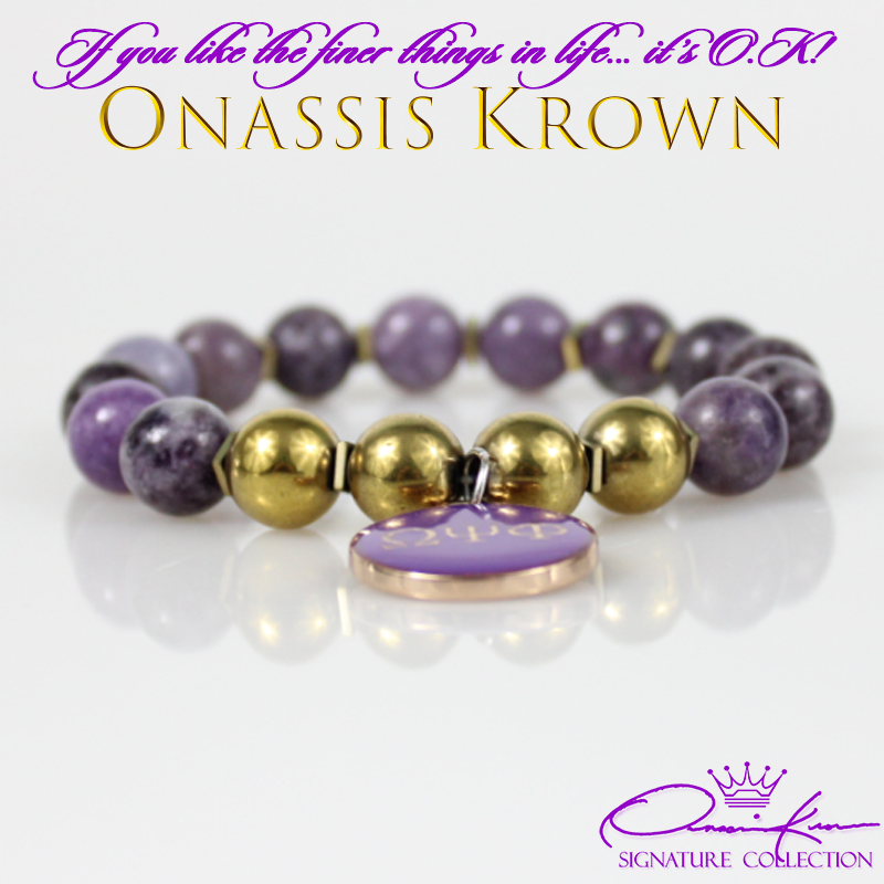omega psi phi purple amethyst gold hematite bead bracelet