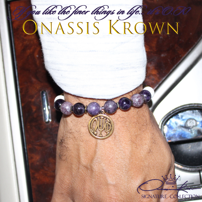 omega psi phi gold charm bead bracelet