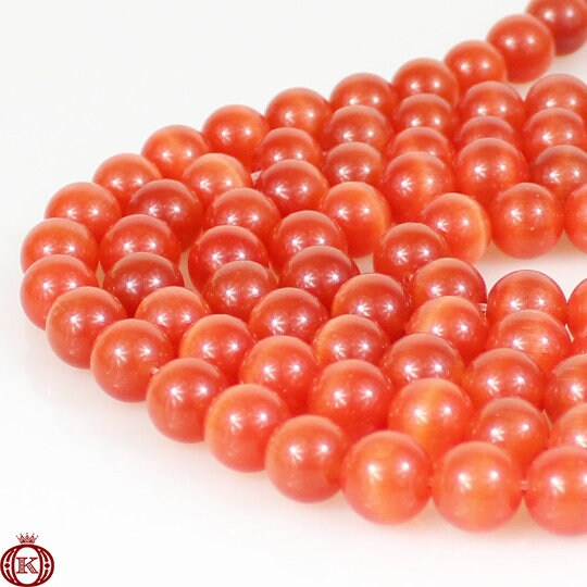 orange carnelian cats eye gemstone beads