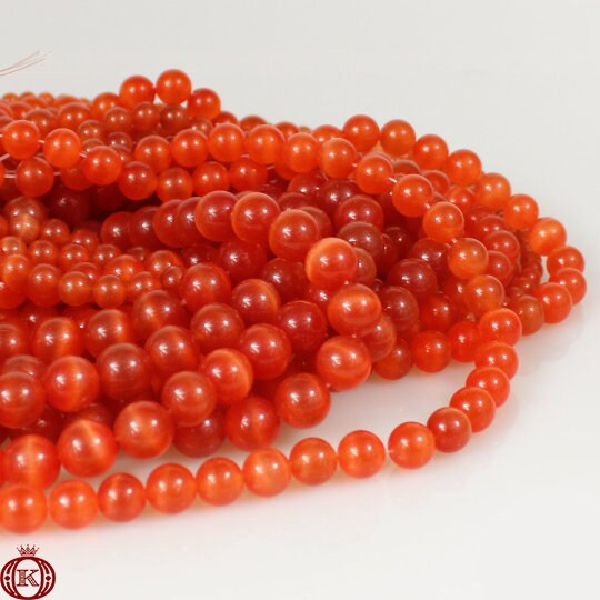 bulk orange cats eye gemstone beads