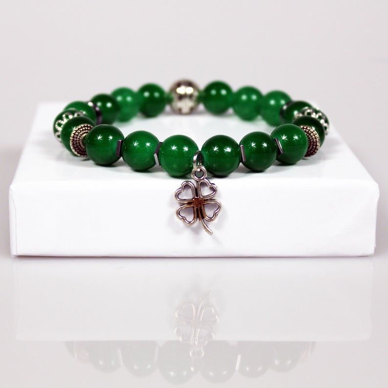 emerald green st patrick's day celtic bead bracelet