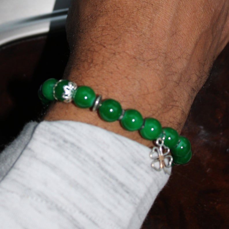 emerald green st patrick's day celtic bead bracelet