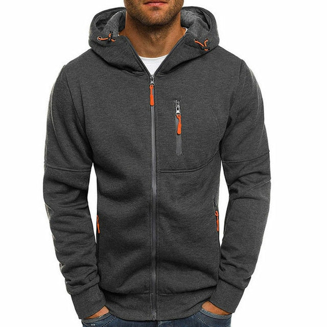 thick dark gray casual hoodie with pockets