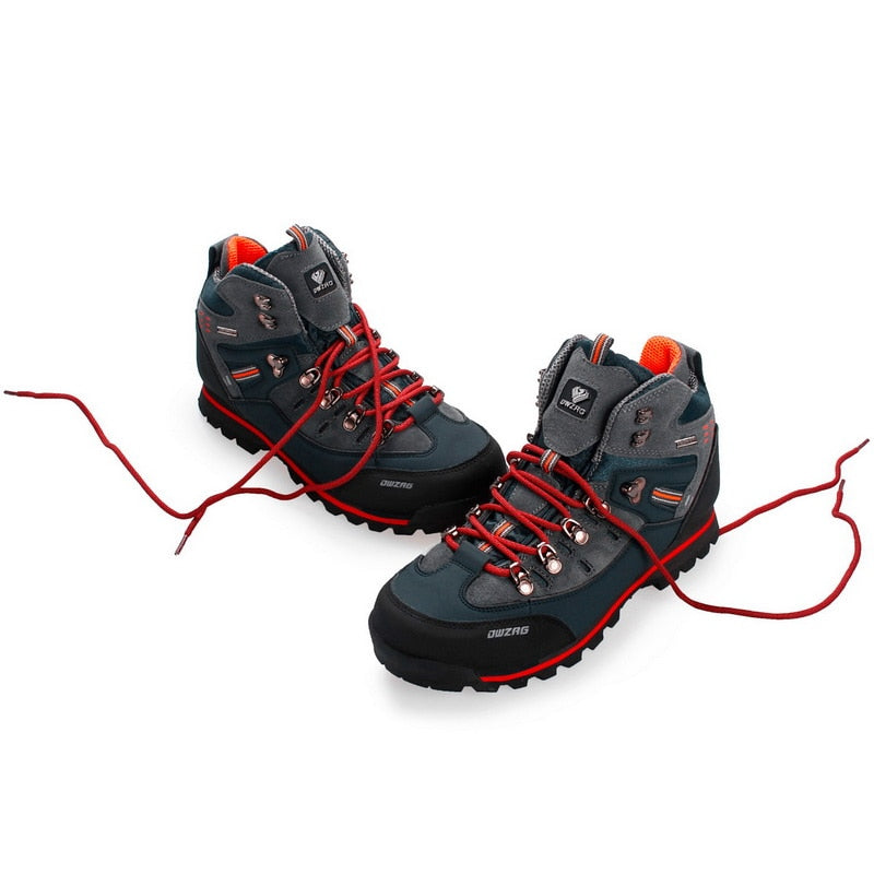 blue red mountain hiking boots