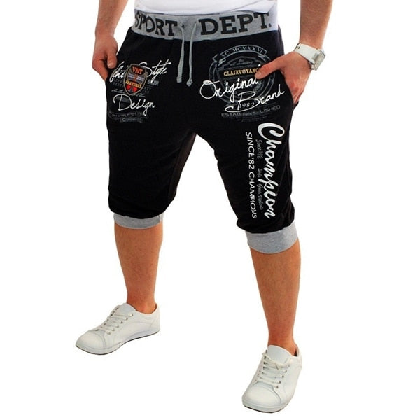 black gray sport department knee length athletic graphic shorts