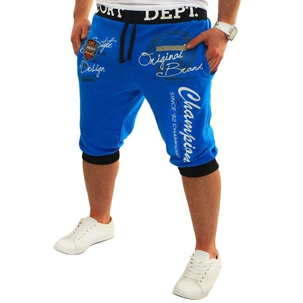 royal blue black sport department knee length athletic graphic shorts