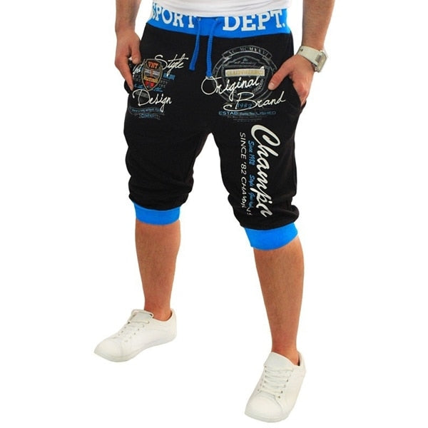 blue black sport department knee length athletic graphic shorts