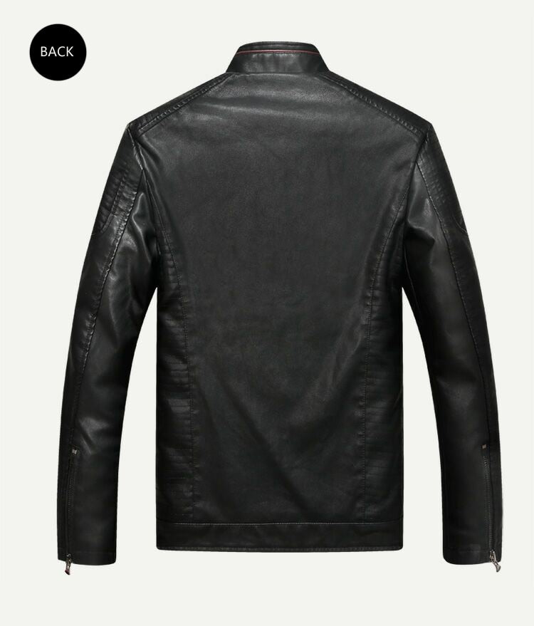 black faux leather ghost rider motorcycle jacket