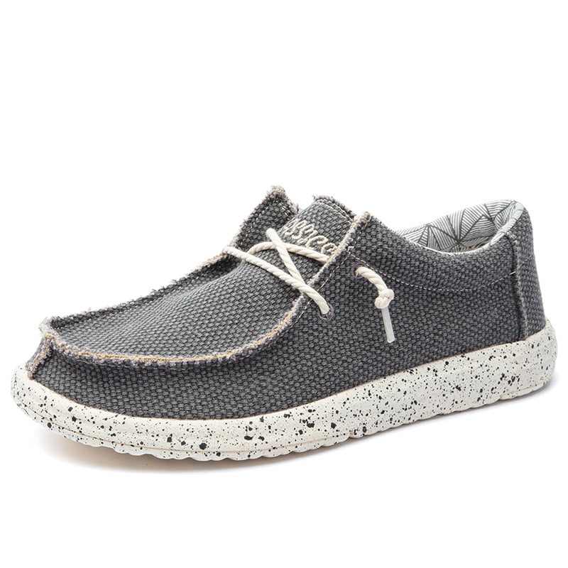 gray canvas walking shoes