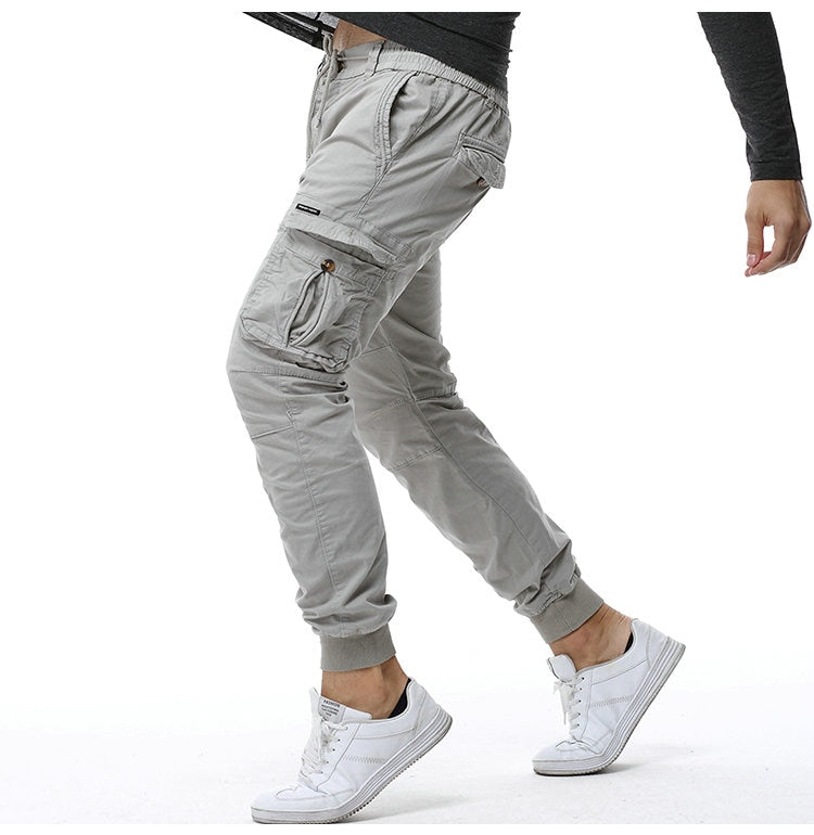 light gray ribbed ankle athletic cargo pants