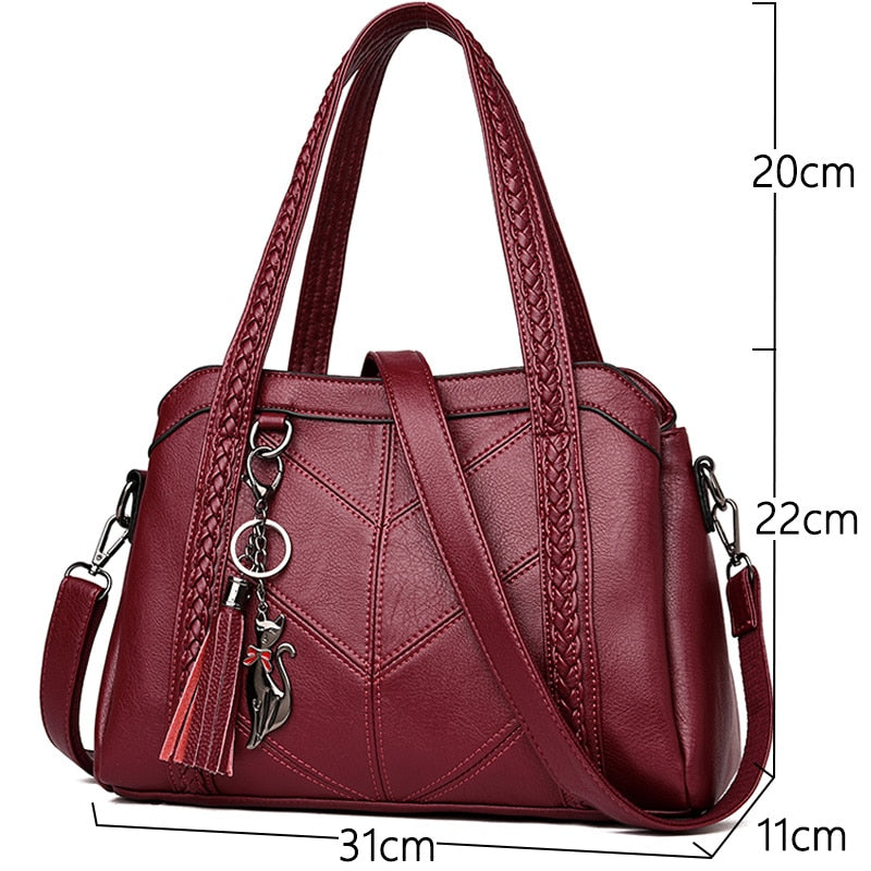 red feline cat leather handbag purse