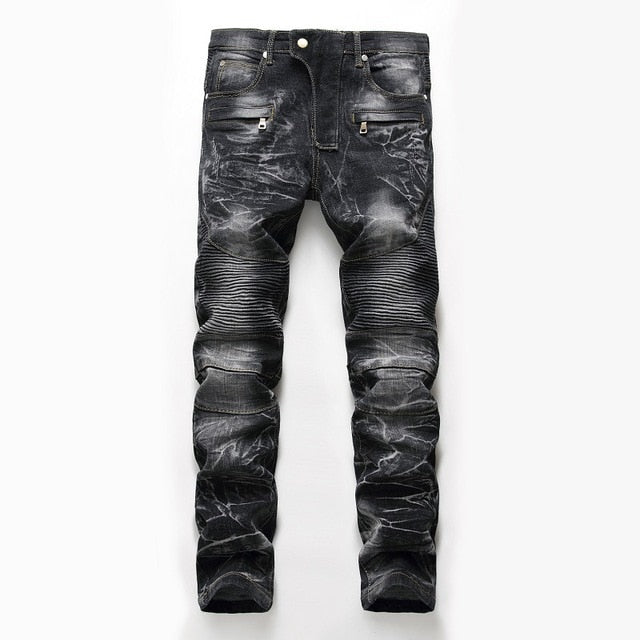 designer black stone wash denim jeans men