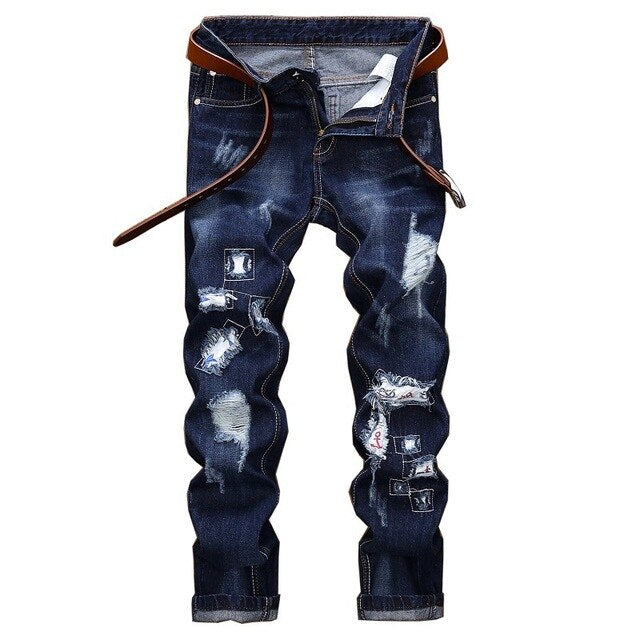 medium blue designer stone wash denim jeans men