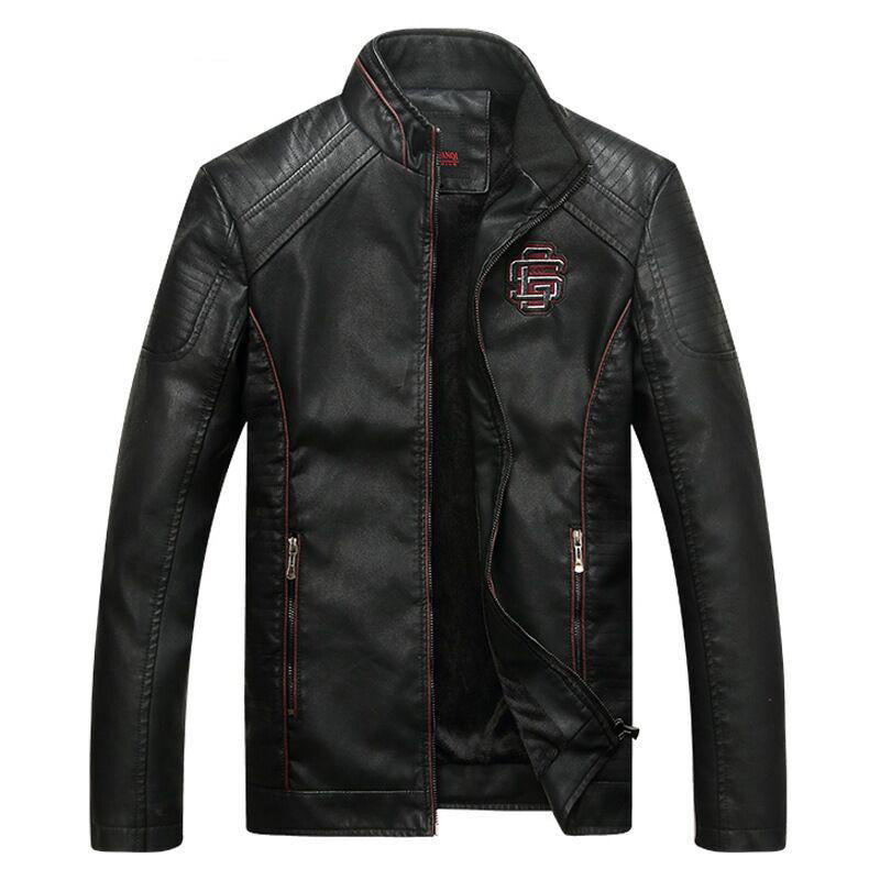 black faux leather ghost rider motorcycle jacket