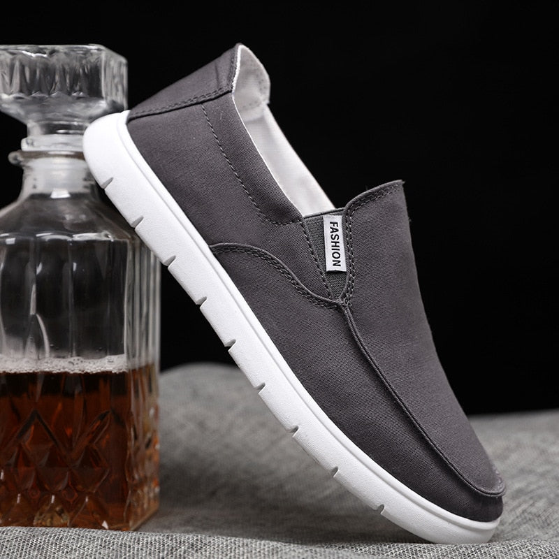  gray canvas fashion slip-on casual walking shoes