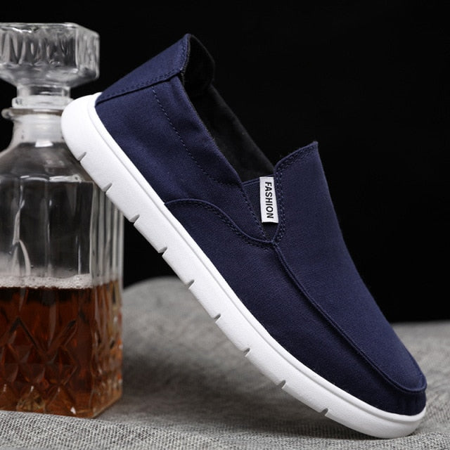  navy blue canvas fashion slip-on casual walking shoes