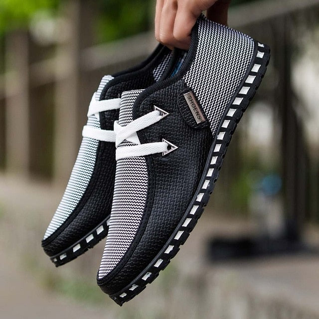 black and gray italian slip on shoes