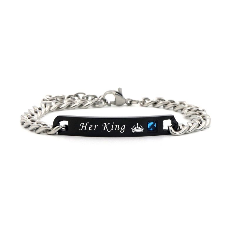 her king black gun metal stainless steel bracelet