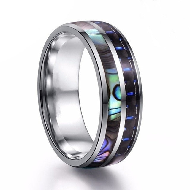 silver abalone shell double line ring