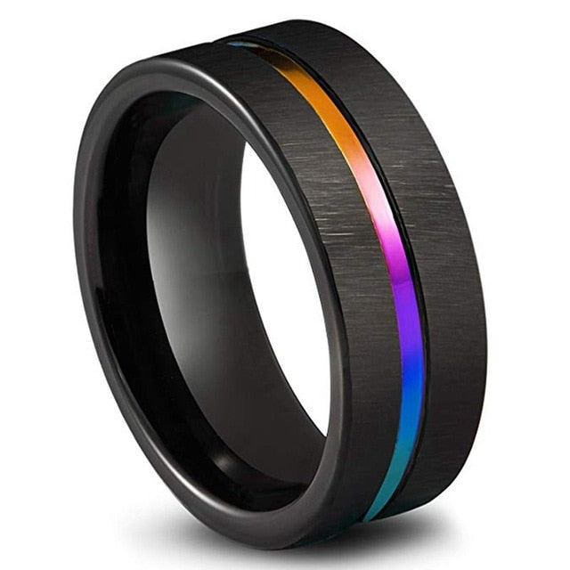 black rainbow strip ring