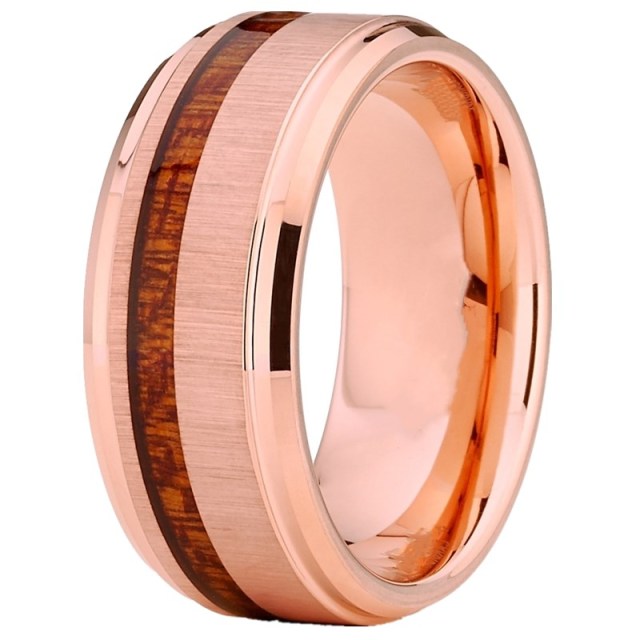 rose gold brown koa wood ring