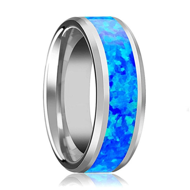 bright blue line silver ring