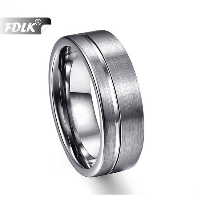 brushed silver smooth silver line ring