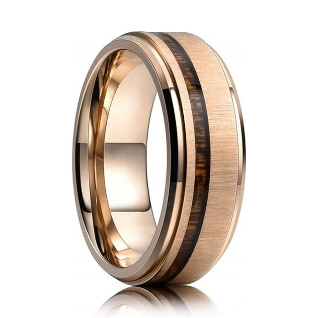 rose gold koa wood ring