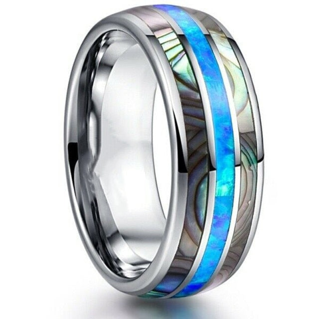 blue silver abalone shell ring