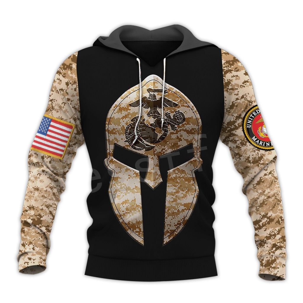 marine corp warrior black desert camouflage hoodie