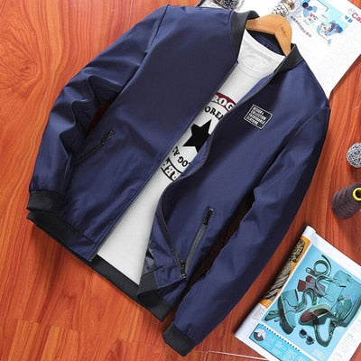 blue casual style flight jacket