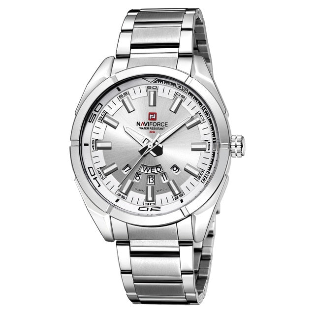 silver face stainless steel chronograph watch men