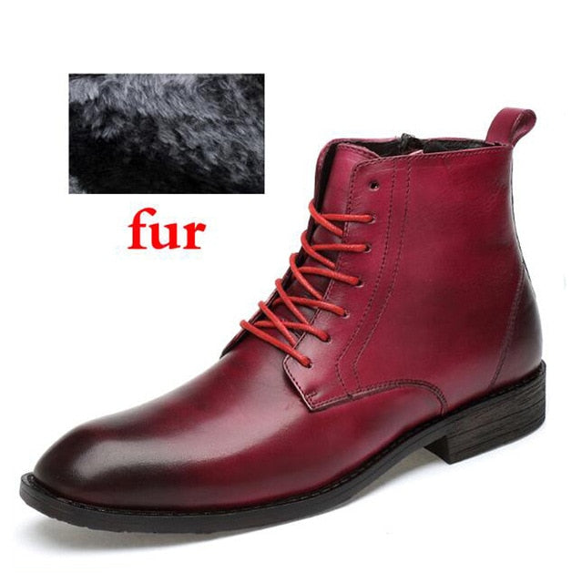 red leather inside zipper three quarter casual boots men