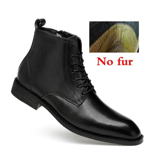 black leather inside zipper three quarter casual boots men