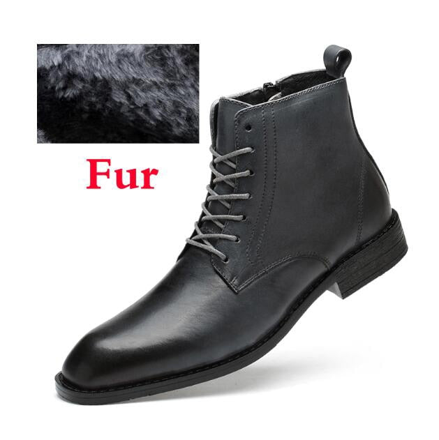 gray leather inside zipper three quarter casual boots men