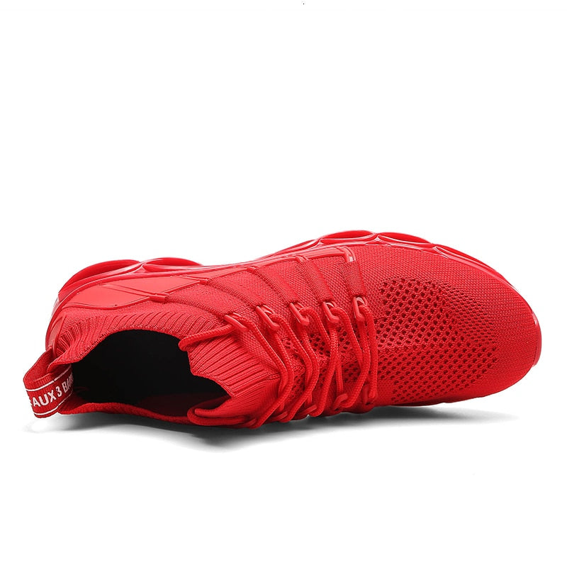 all red running shoes